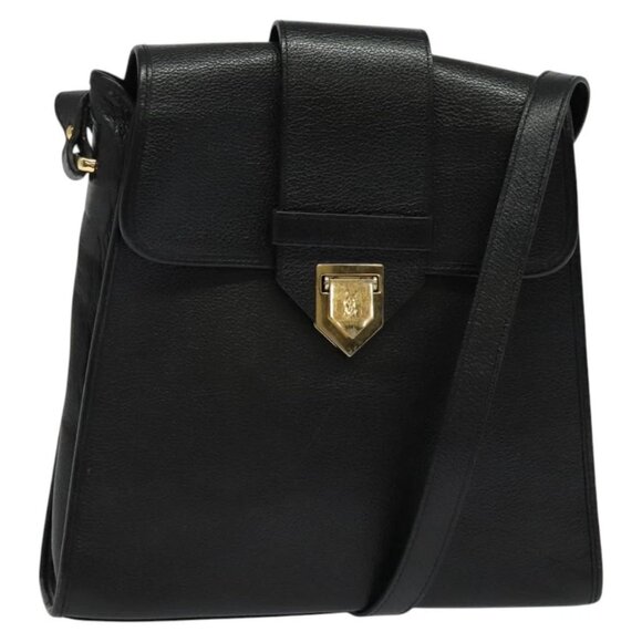 SAINT LAURENT Shoulder Bag Leather Black Gold Auth 138028 - Picture 1 of 16